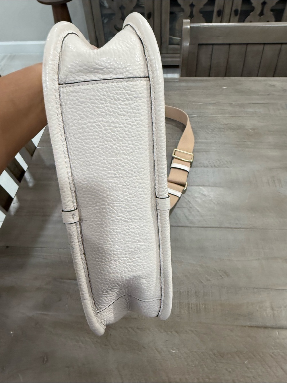 Coach Beige Signature Crossbody with White Trim and Center Stripe - Picture 8 of 9